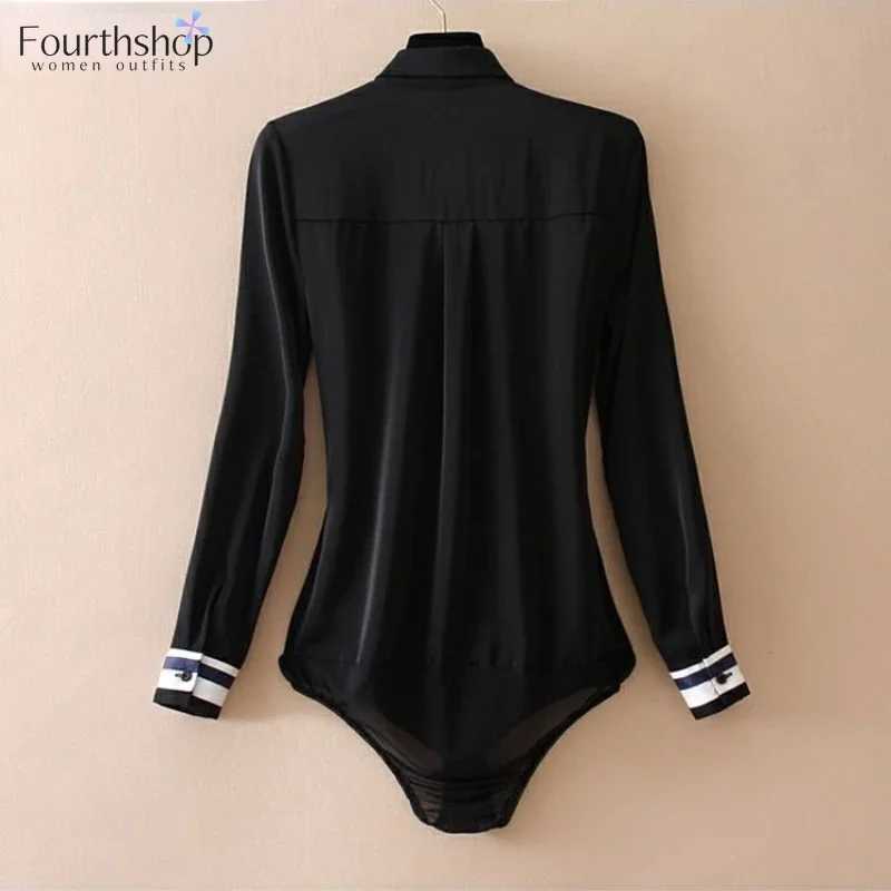 Women's Jumpsuits Rompers Monos Mujer Fashion 2023 Elegant Women Bodysuits Business Work Uniforms Blouse Shirts Office Lady Rompers Tops Female O