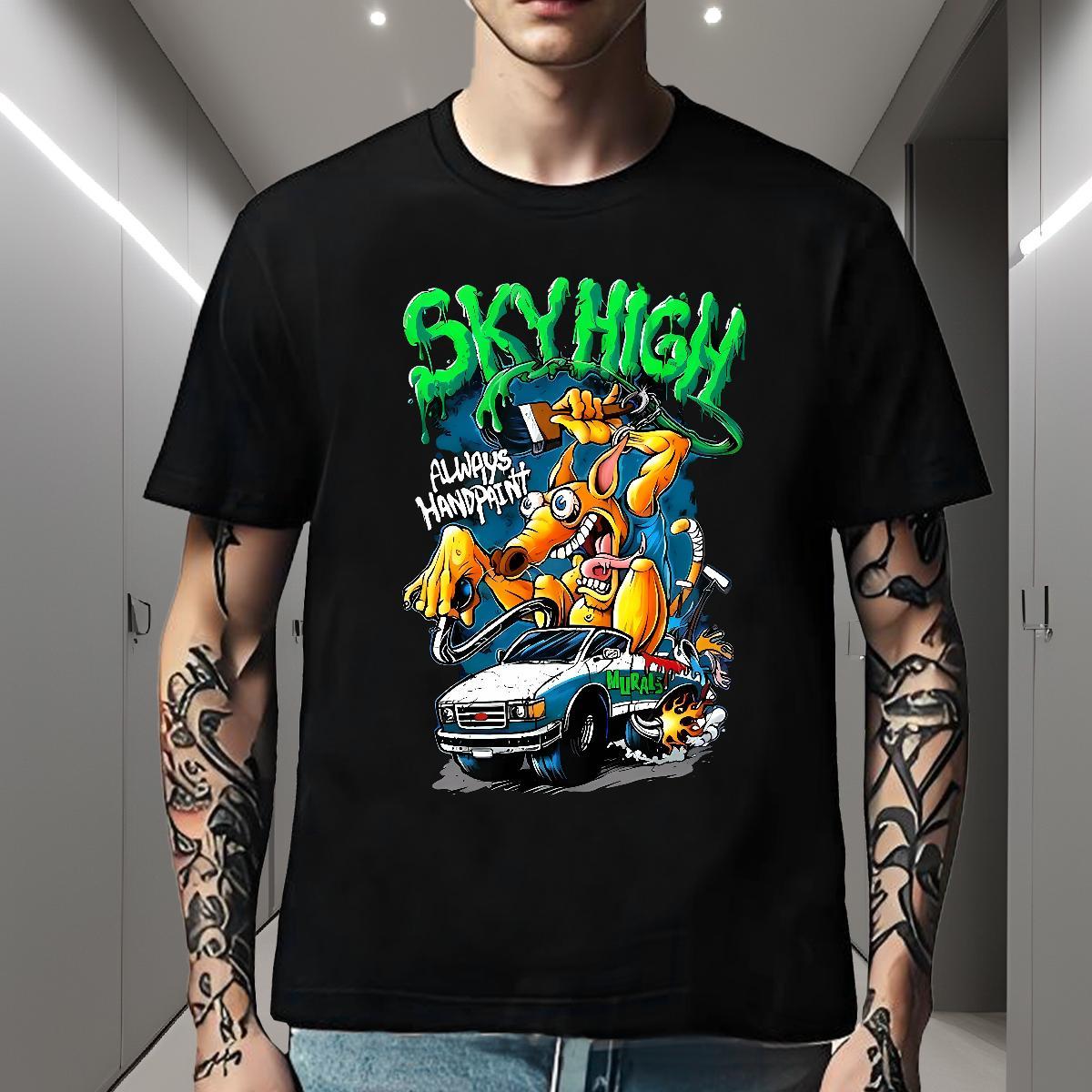 Popular T Shirt For Man 230g 100% Cotton skull Home Outdoor DIY Crew Neck Breathable Tshirts Classic Casual Clothes