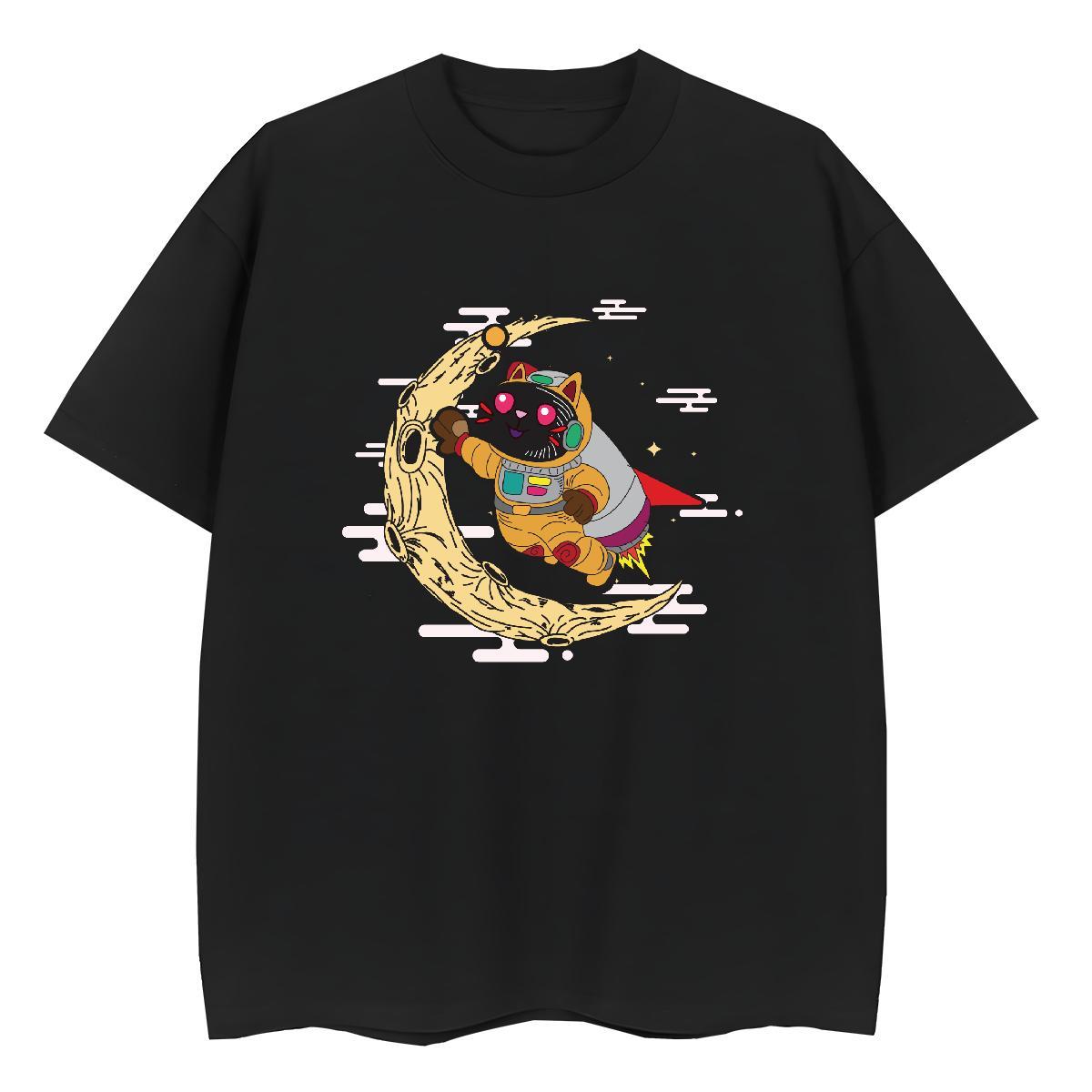 Unisex Couples T Shirts 100% Cotton 230g cosmonaut Spring Summer T Shirt For Woman O Neck Short Sleeves DIY Logo Top Tees