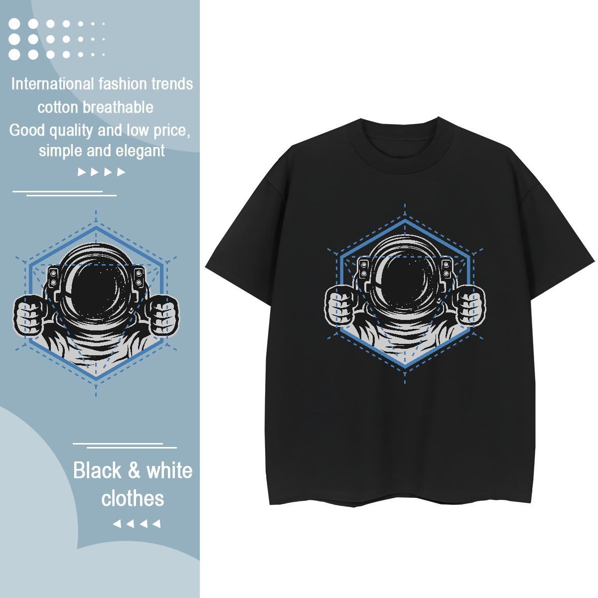 Lady Unisex Tshirts 100% Cotton 230g cosmonaut Casual Daily Wear Woman T Shirts Breathable Crew Neck Custom Print Oversized Clothes Shirt