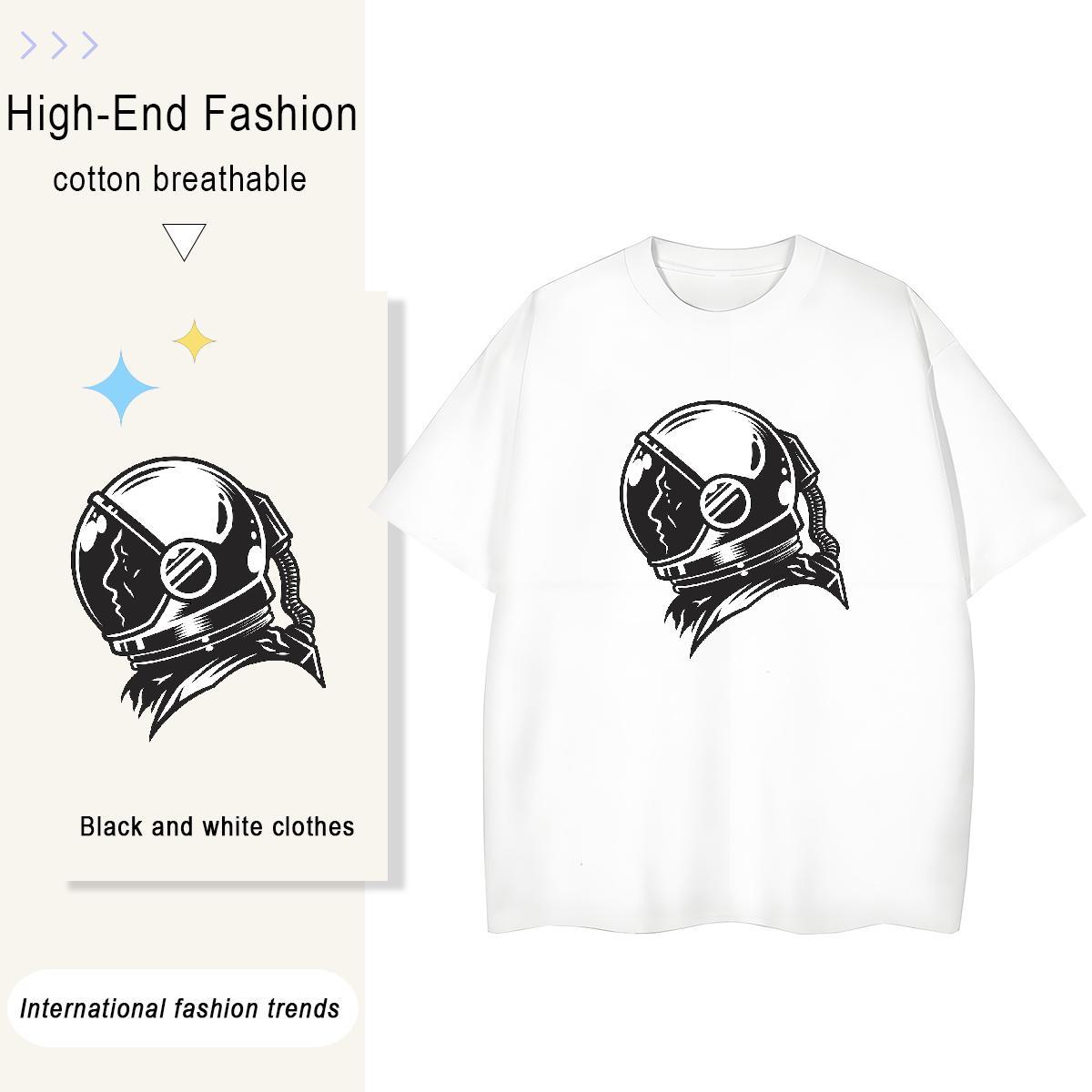 Soft Womens Tshirts 100% Cotton 230g universe Summer Casual T Shirt For Woman O-Neck Short Sleeve Custom Printing Clothes