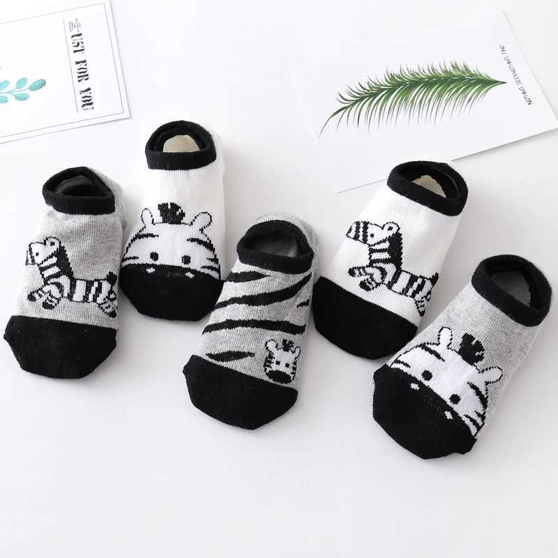 Childrens Sock Cotton Thin Cartoon Small Donkey Ship Socks Boy Baby Socks Short Cute Animal Print Sock 5pair CL240824
