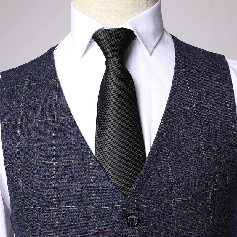 ly launched explosive single breasted three piece checkered mens business fashion casual set of ultrathin clothing 240824