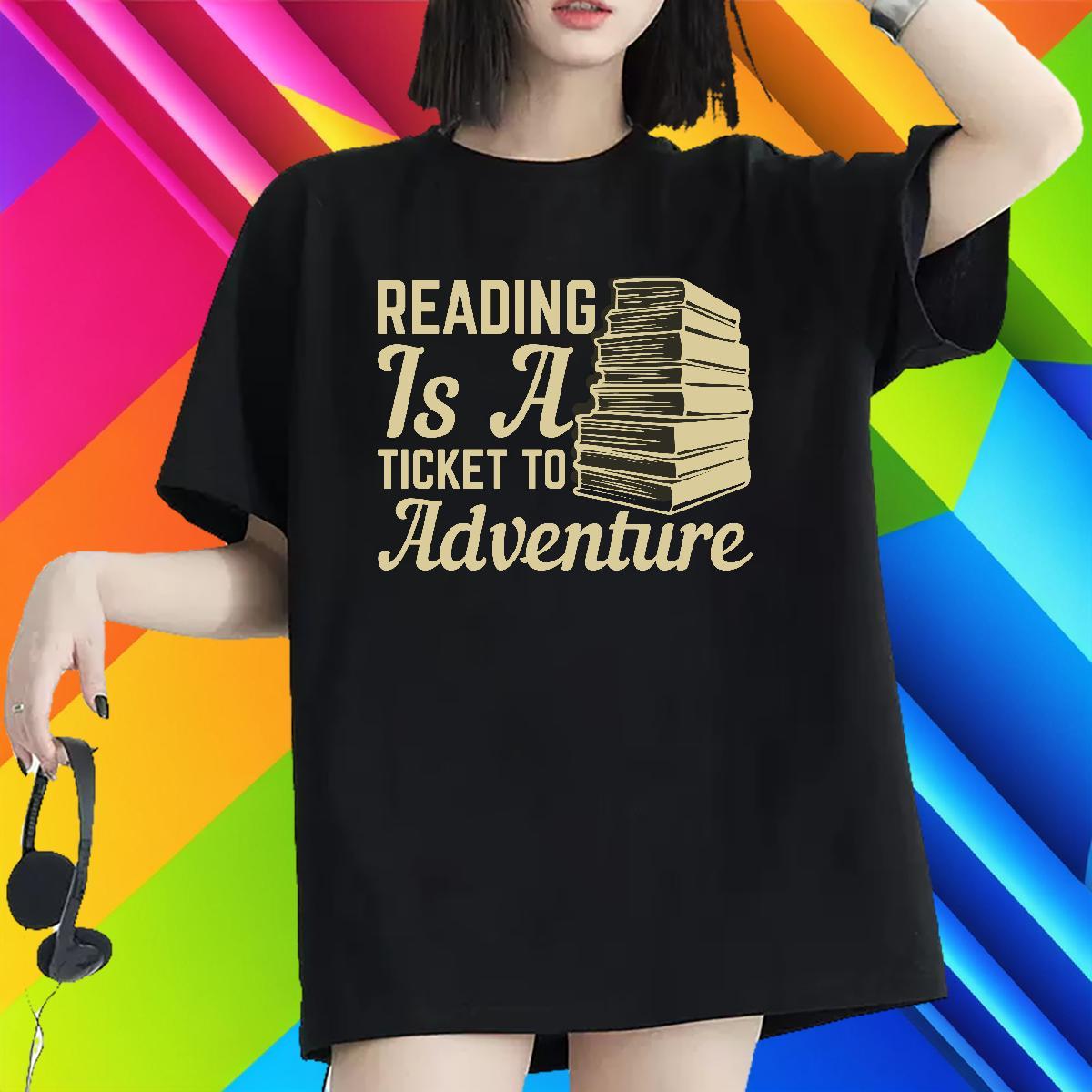 Loose Woman Tshirt 230g Cotton book Sports Casual T Shirts Women Comfortable Plus Size Cartoon Clothings