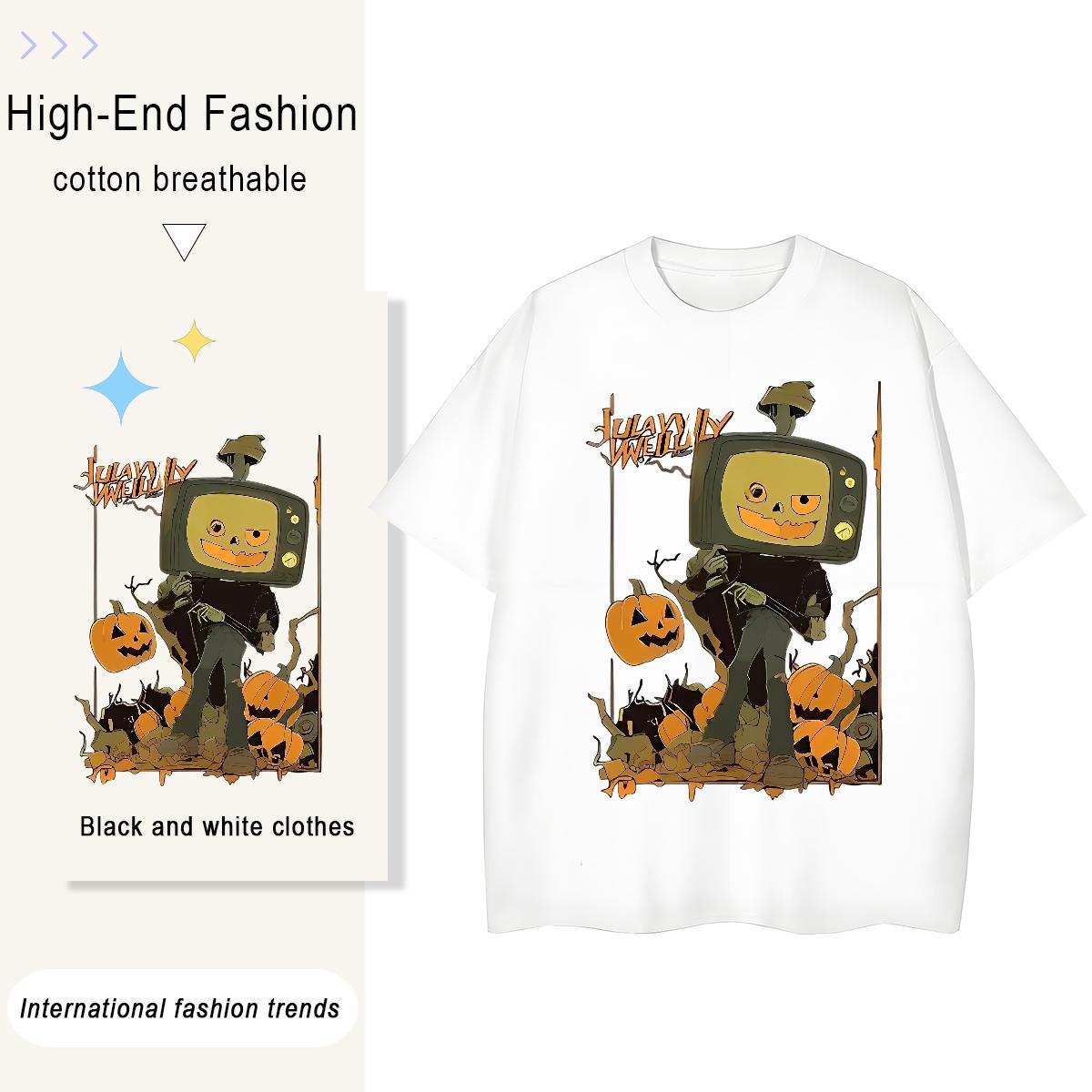 Fashion Designer Men Clothes T-Shirt pumpkin Spring Summer 100% Cotton 230g Tops Short Sleeve Soft Cool Design T-Shirts Oversized 4XL
