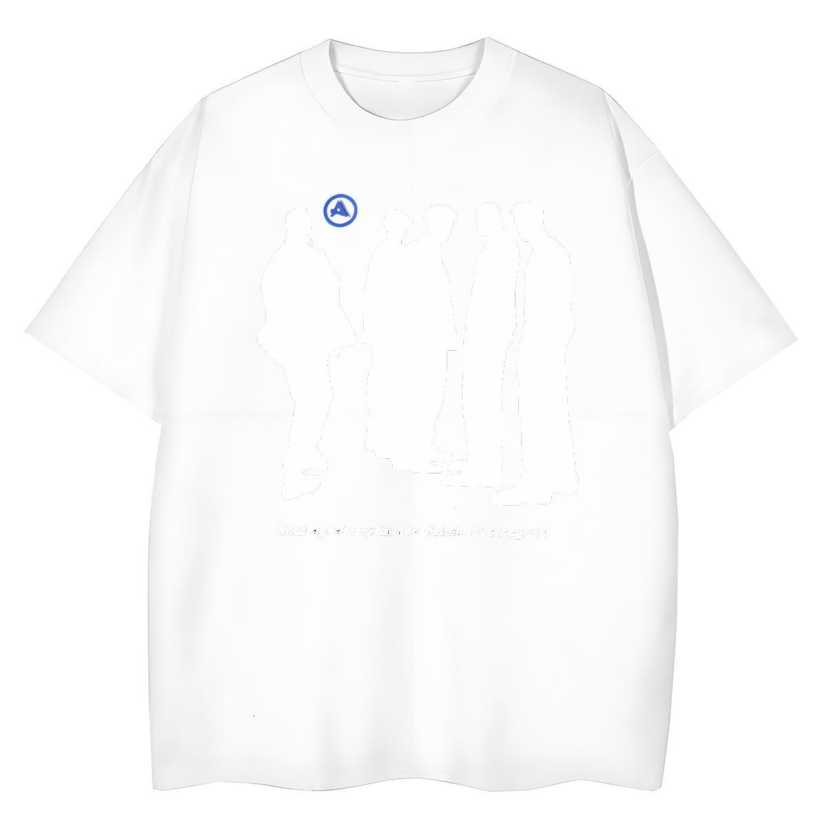 Free Shipping Couples T Shirts 230g Cotton Lines High Street Hip Hop T-Shirts O Neck Short Sleeves Cartoon Anime Tees