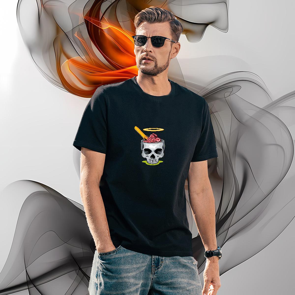 Popular T-Shirts 230g 100% Cotton skull Daily Wear Customized Pure Cotton Men Tops Tees Designer Fashion Tshirts