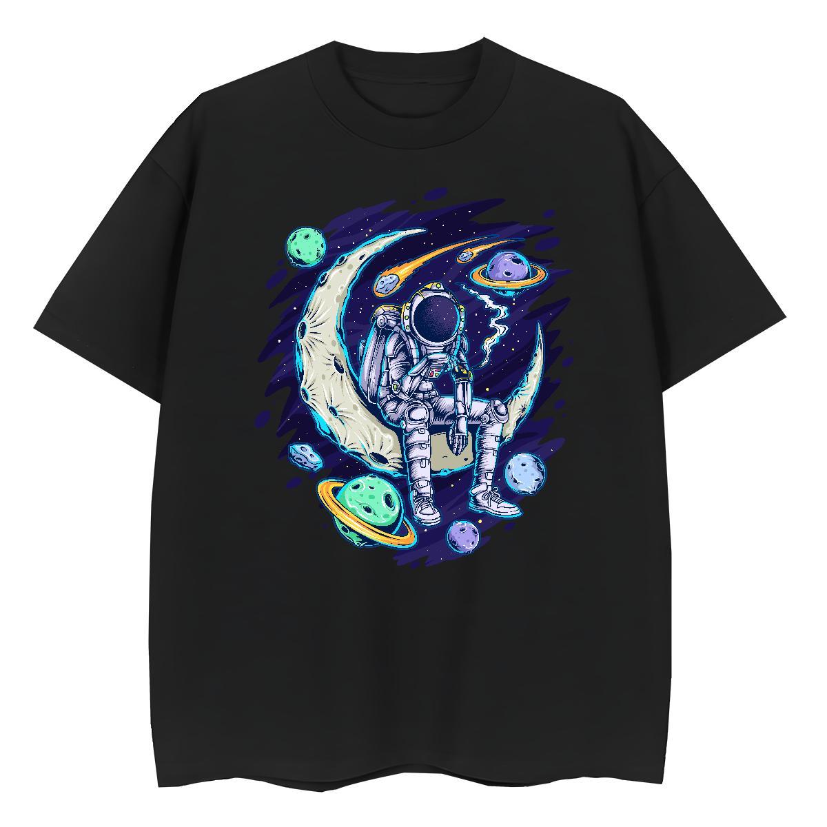 Designer Women Tshirts 230g 100% Cotton cosmonaut Daily Outfit T Shirts Women Breathable Crew Neck Skull Clothes Shirt