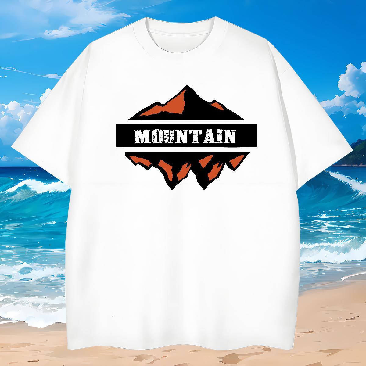 Brand Men T Shirts 230g Pure Cotton mountains Street White Plus Size Short Sleeve Soft Men Tops Tees Casual New Tees Shirts
