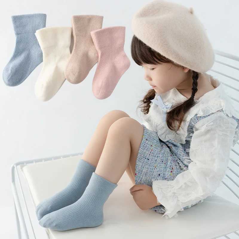 0-3years 5pairs Sweet White Baby Girls Cotton Socks Stretch Wide Welt Infant Girl White Mid Length Socks Navy Blue Newborn Socks CL240824