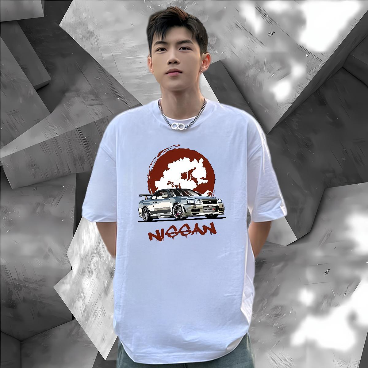 Wholesale Man T Shirts 230g Pure Cotton car Casual Beach DIY Printed Short Sleeve O-Neck Men Clothes T-Shirt New Tees Shirts