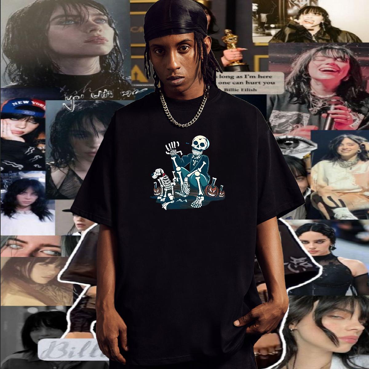 High Quality T-Shirts 230g Pure Cotton halloween Street wear Hip Hop Custom Printed Breathable Short Sleeve Men Clothes T-Shirt Casual New Tee Shirt