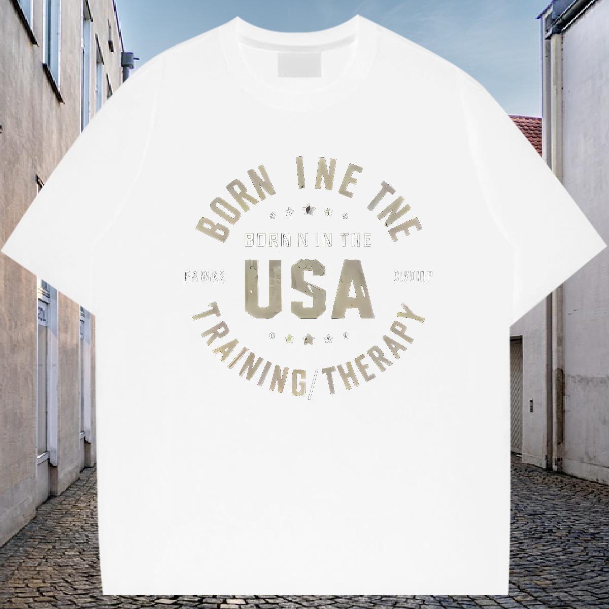 Cool Mens T Shirts 230g 100% Cotton letter Sports Casual Cartoon Printing L-4XL Round Neck Short Sleeve Men Tees Brand Wear
