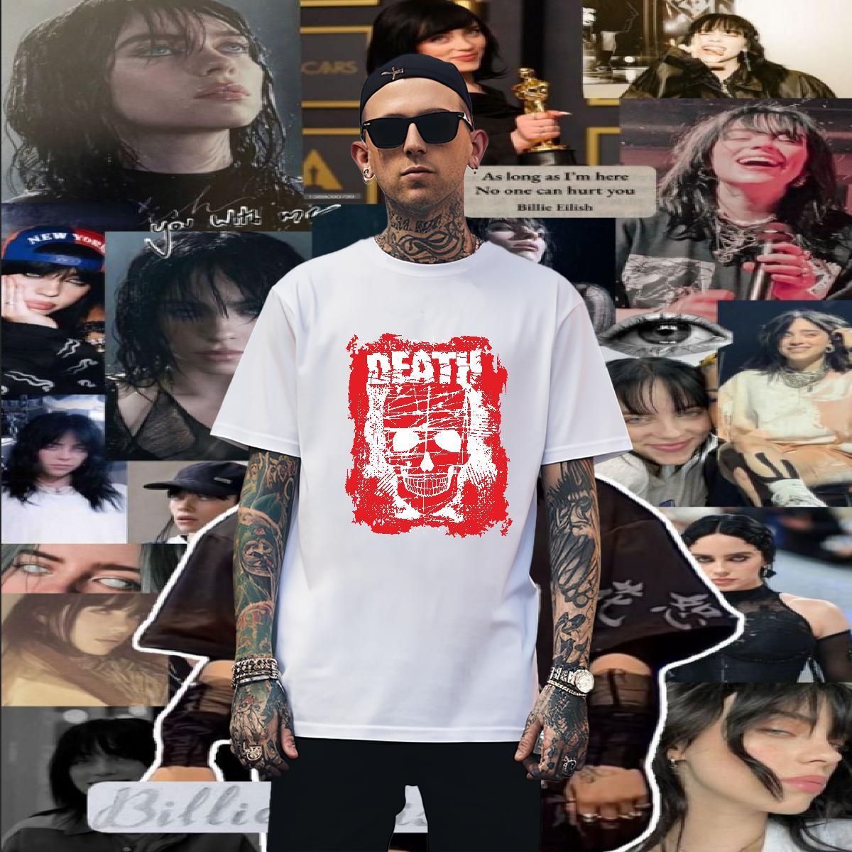Cool T-Shirts 230g Pure Cotton skull High Street Hip Hop Custom Print Plus Size Round Neck Short Sleeve Men Tops Tees Fashion Designer Tees Shirts