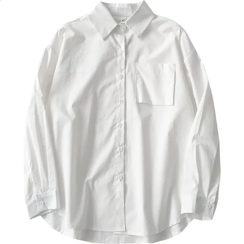 Zoki Autumn Women Shirt JK White Black Long Sleeve Loose Student Shirts Turn Down Collar Tie Casual Fashion Pocket Tops 240823