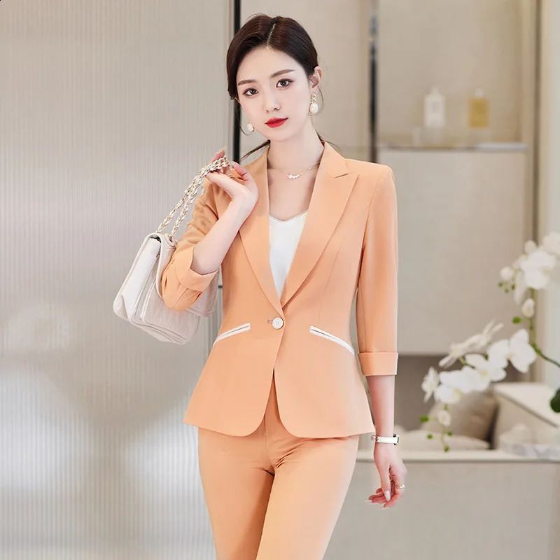 Summer Half Sleeve Ol Business Wear Womens Set Pants 240823