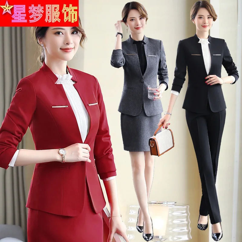 8826 el Reception Work Clothes Autumn Suit Coat Business Formal Wear Waiter 240823