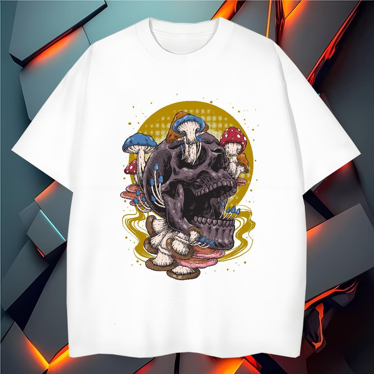 Designer Man T Shirts 230g Cotton skull Street Casual Anime Print Breathable Crew Neck Men Tshirts Designer Fashion Tops Tees