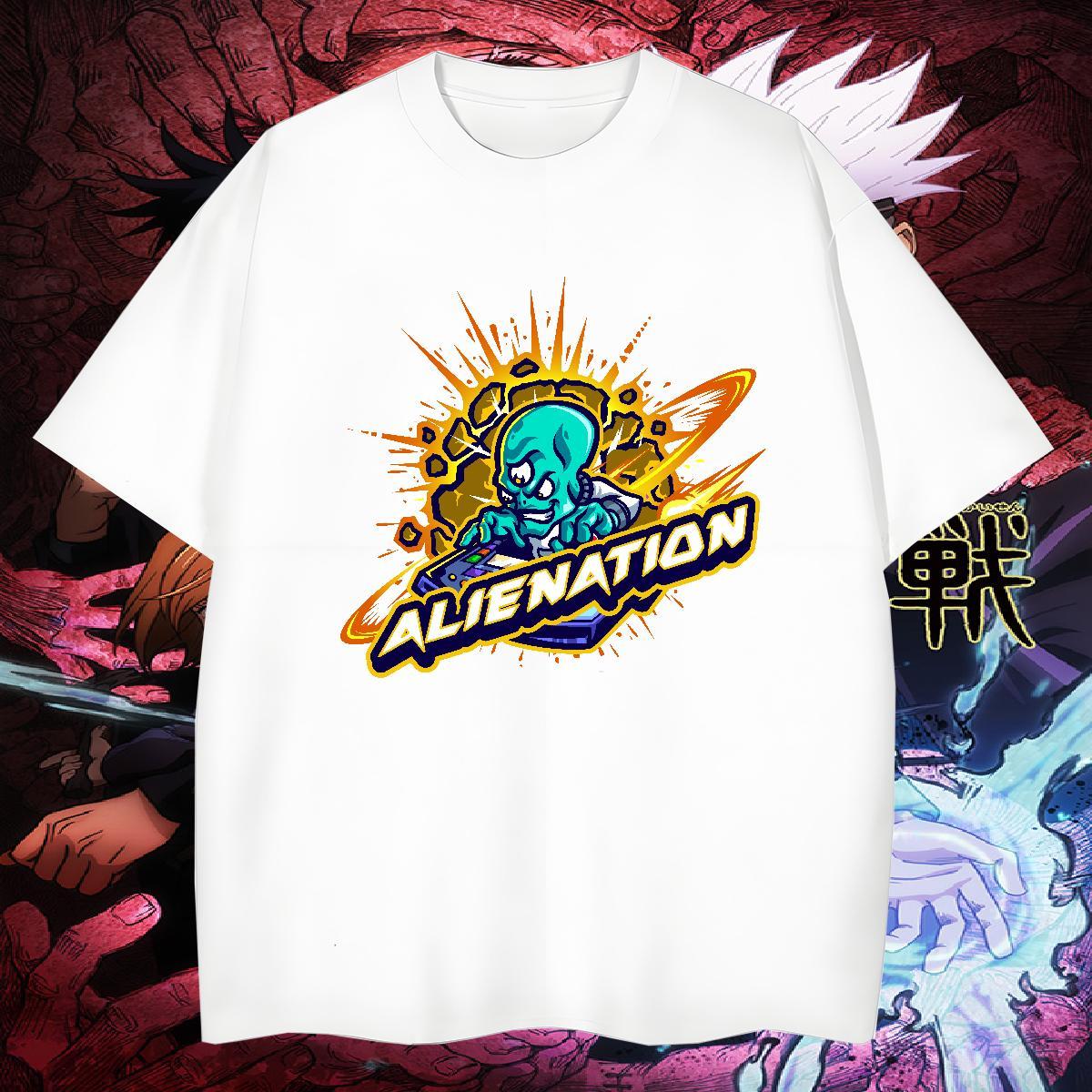 Loose Fit T-Shirts 230g Pure Cotton ET Street Casual Anime Breathable Crew Neck Tshirts Fashion Design Tee Shirt