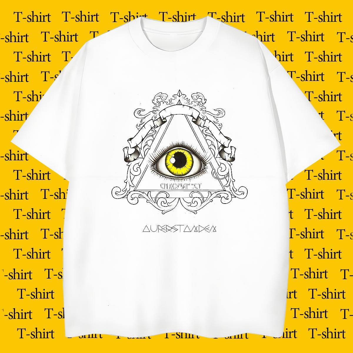 TOP Quality Mens T Shirts 230g Pure Cotton eye of the devil Spring Summer Black White Round Neck Short Sleeve Tshirt for Man Woman 2024 Summer Tee Shi