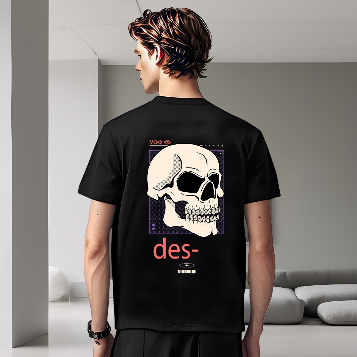 Cool Design T-Shirts 230g Pure Cotton skull High Street Hip Hop Custom Anime O Neck Short Sleeves Men Tops Tees 2024 Designer Polos
