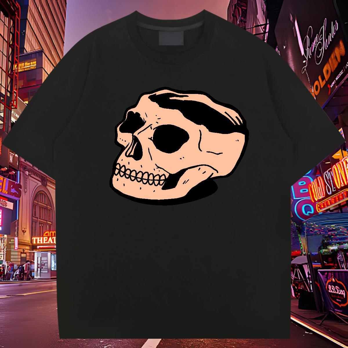 Comfortable Mens T Shirts 230g Cotton skull Casual Daily Wear Customized O-Neck Short Sleeve Tshirt for Man Woman Classic Tshirts