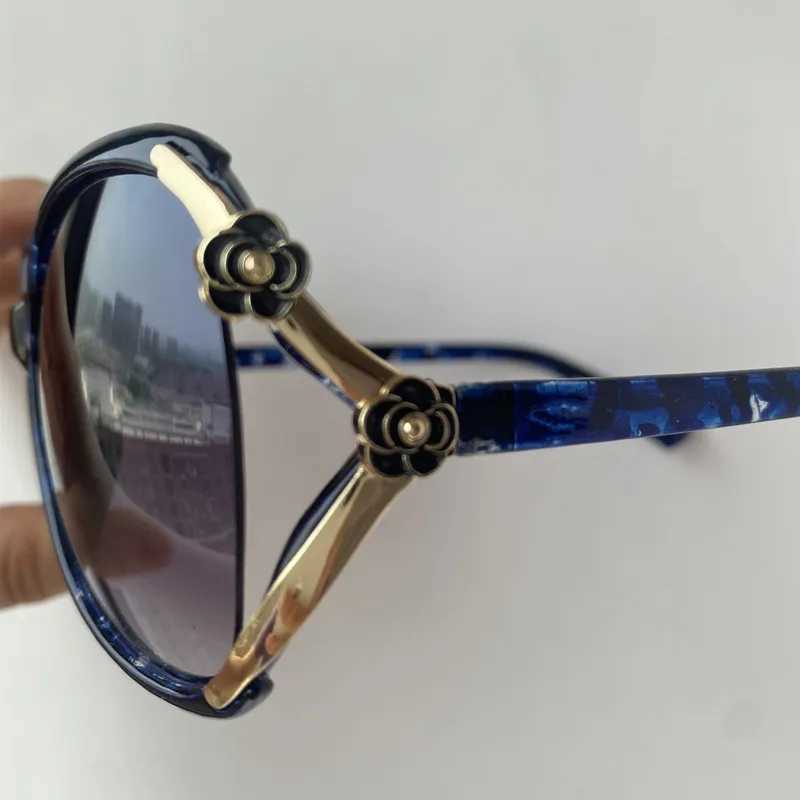 Fashion Anti-UV Spectacles Camellia Design Sun Glasses Oversize Frame Eyeglasses Ornamental Adumbral Women Sunglasses Y240824