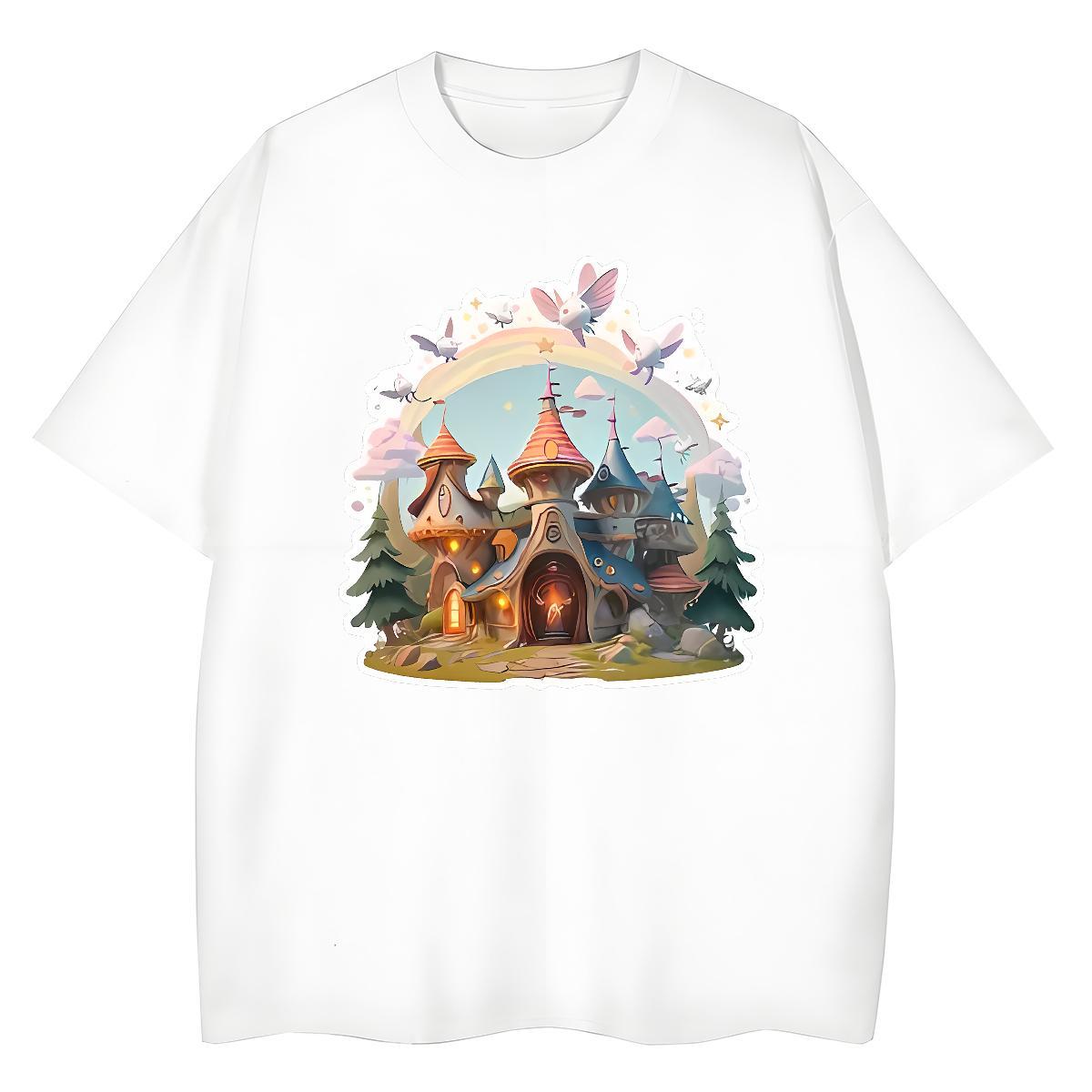 5A Woman Tshirt 230g Pure Cotton castle Hip Hop Street Women T Shirts O Neck Short Sleeves Anime Print Tees
