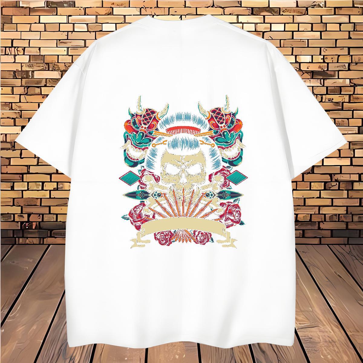 High Quality Man T Shirts 100% Cotton 230g skull Sports Casual Custom Anime Round Neck Short Sleeve Mens Tshirts DIY Customized Tee Shirt
