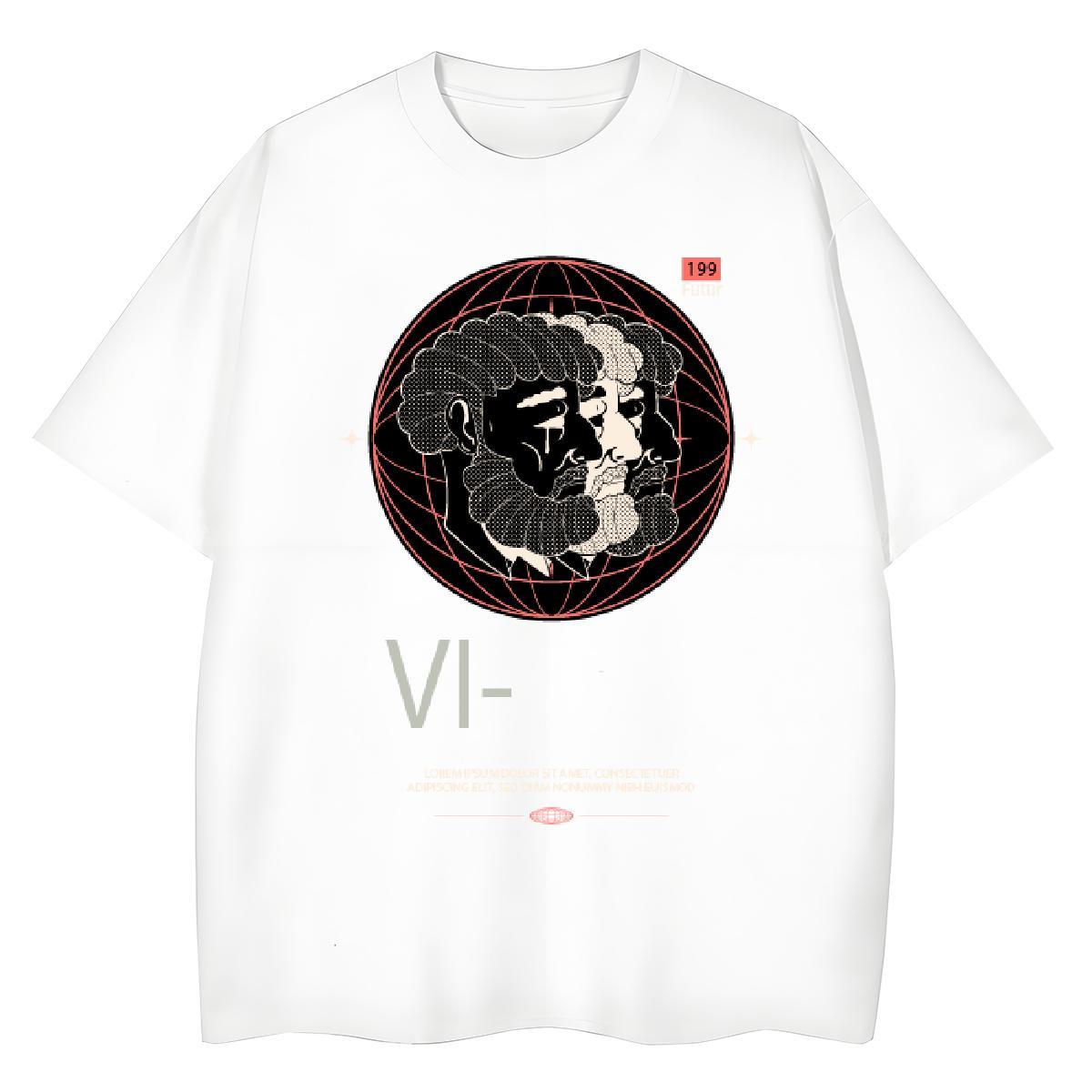 Comfortable Lady T shirt 230g Cotton star High Street Hip Hop T-Shirts for Women Crew Neck Breathable Anime Clothes Shirt