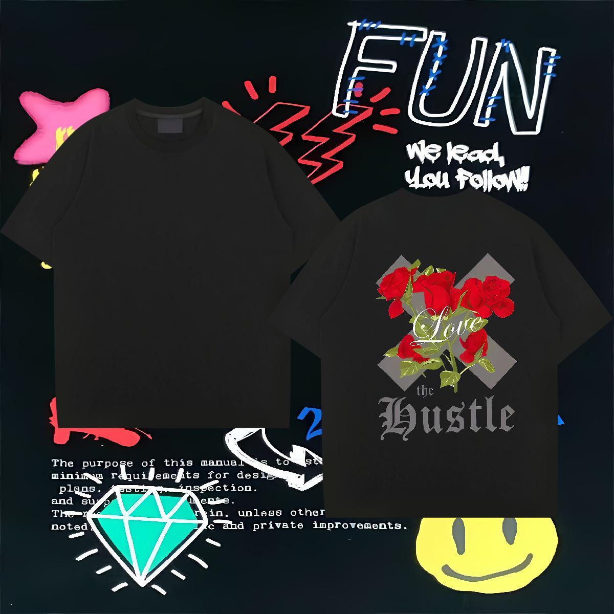 Unisex T shirt 230g 100% Cotton letter Sports Casual DIY Anime Crew Neck Men Tops Tees 2024 DIY Tee Shirt