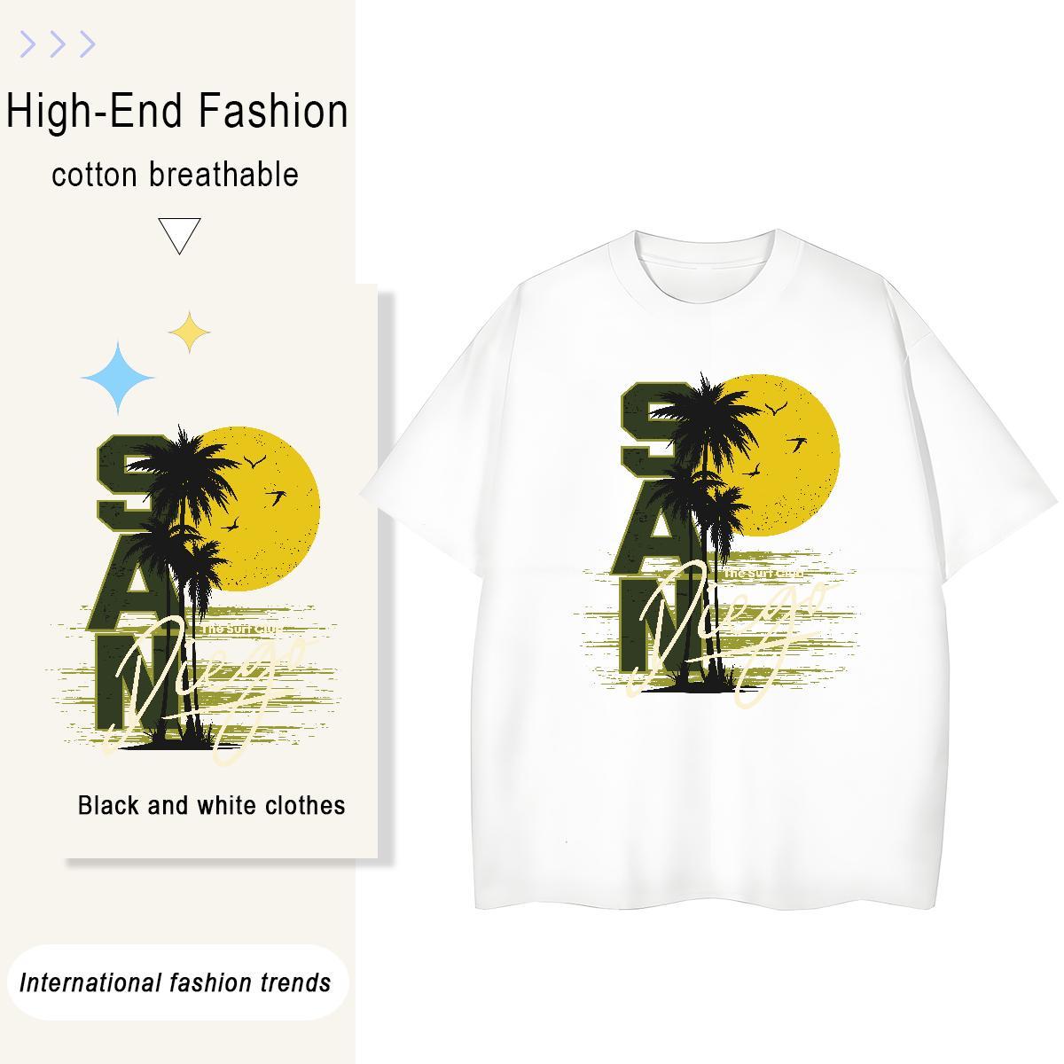 Brand Mens Tshirts tree High Street Hip Hop 100% Cotton 230g Tees Shirts Breathable Short Sleeve Popular T Shirts Men Custom Printed