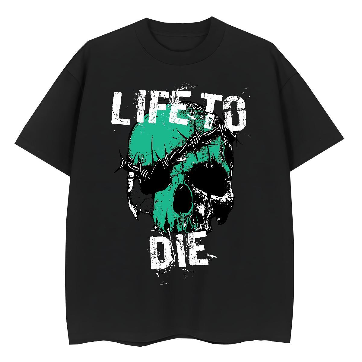 Brand T Shirts Men 100% Cotton 230g skull Casual Beach Cartoon Print O-Neck Short Sleeve Men Clothes T-Shirt Custom Tops