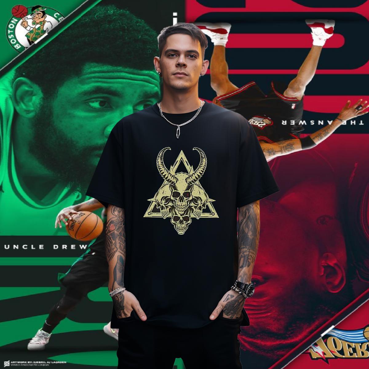 Loose T-Shirts for Men 230g Pure Cotton skull Casual DIY Printed Crew Neck Men Tees New Designer Clothes