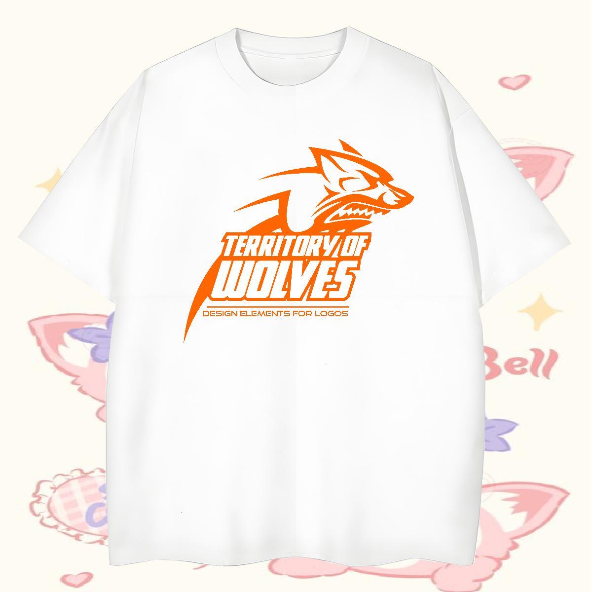 DIY Customized Men Tshirts wolf Sport 230g Pure Cotton Polos O Neck Short Sleeves Loose T Shirts Men Custom Anime