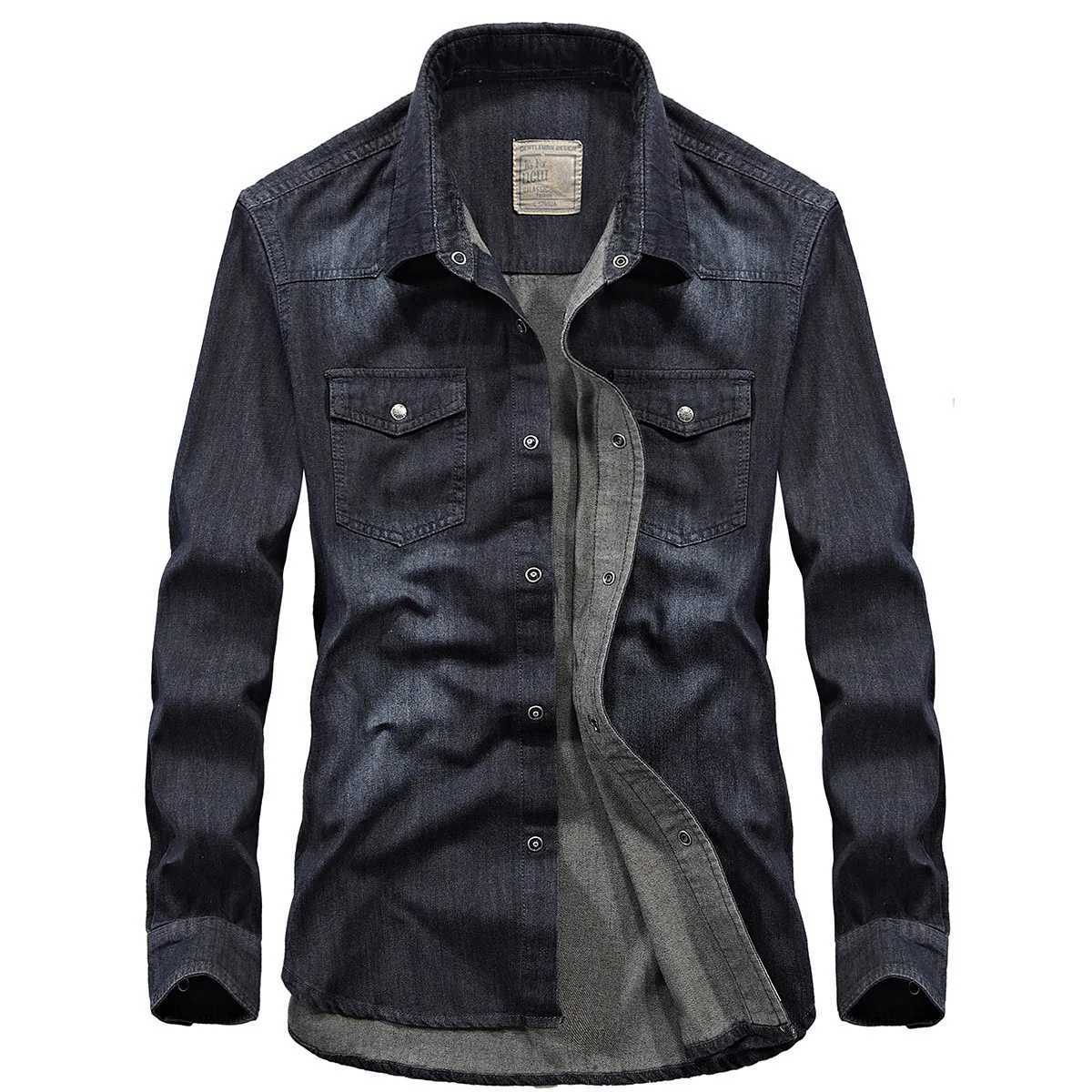 2024 Spring Mens Denim Jeans Long Sleeve 100% Cotton Single Chest Shirt Handsome Hombre Casual Jeans Top MensW240726 - view 6