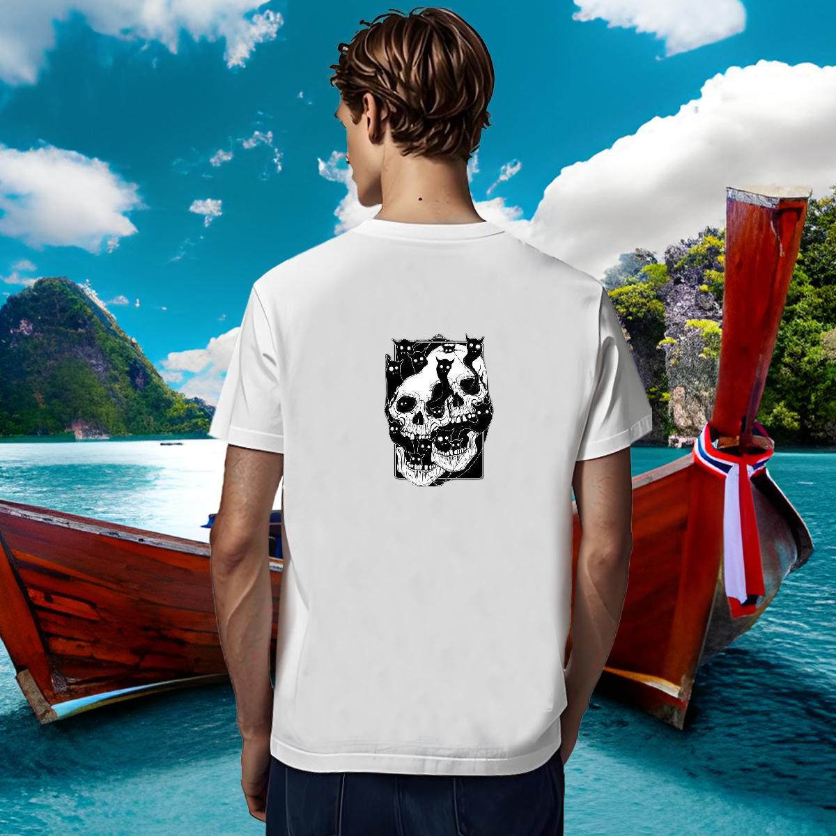 Designer T-Shirts 230g Cotton skull High Street Hip Hop Customized Short Sleeve Soft Men Tshirts Designer Fashion Tops Tees