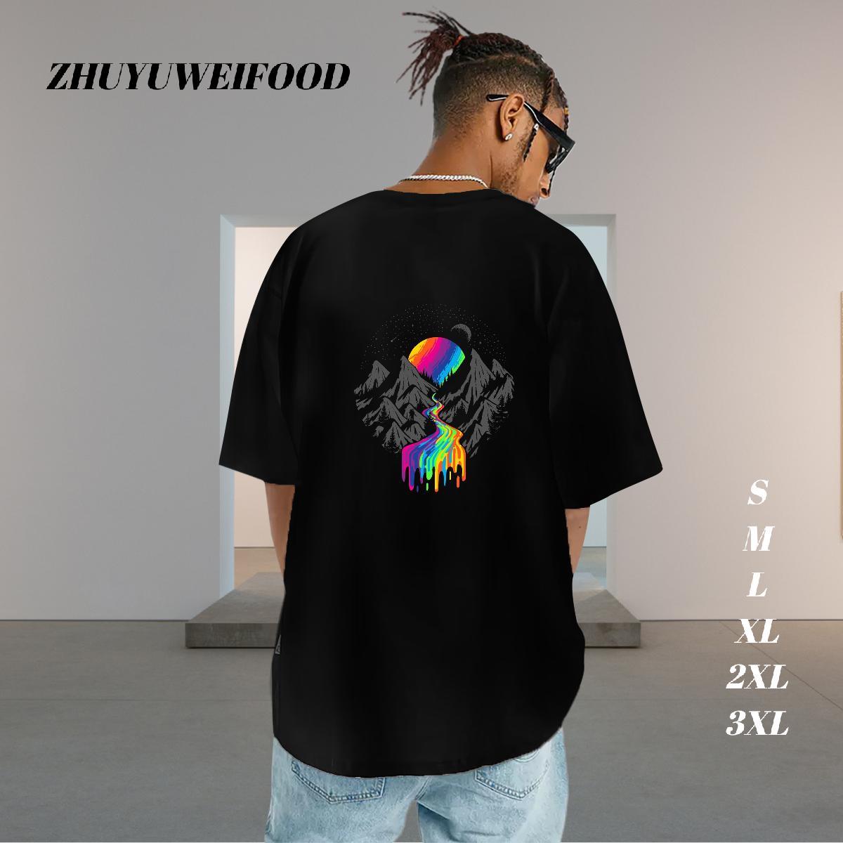 Popular Man T Shirts 100% Cotton 230g mountains Outdoor Oversized 3XL 4XL Breathable Short Sleeve Men Tshirts Fashion Tops
