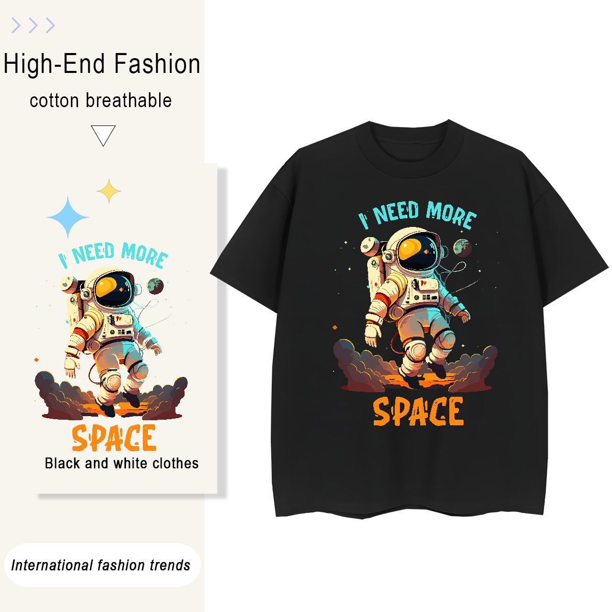 Female Women Tshirts 230g Cotton universe Sports Street Wear T-Shirts Breathable Crew Neck Oversized Tops Tees