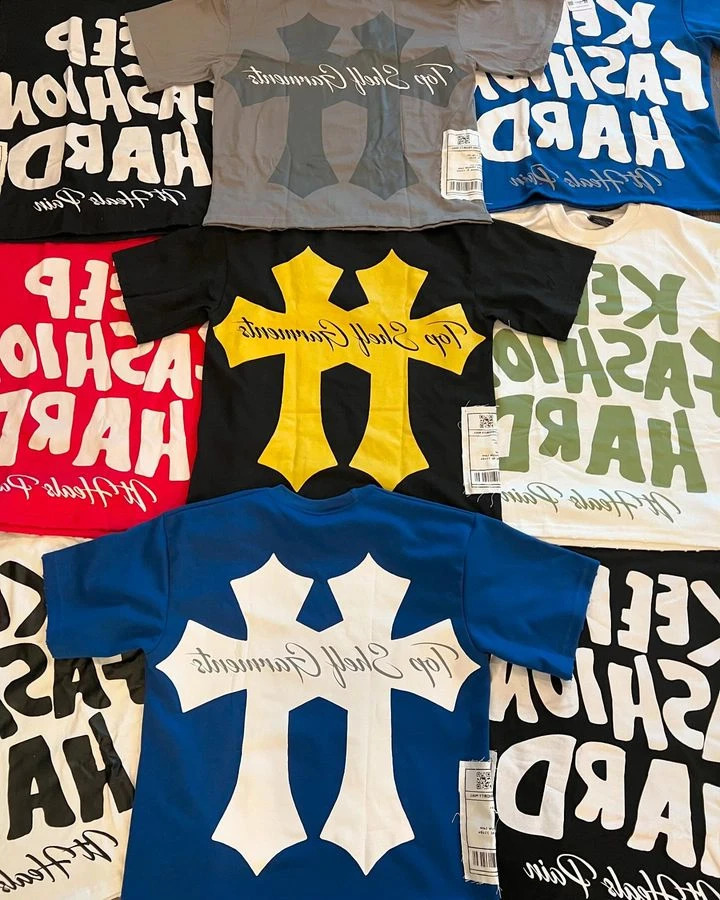 Streetwear T Shirt Y2K Clothes Harajuku Hip Hop Cross Letter Graphic Print Oversized TShirt Mens Round Neck Short Sleeve Tops 240823