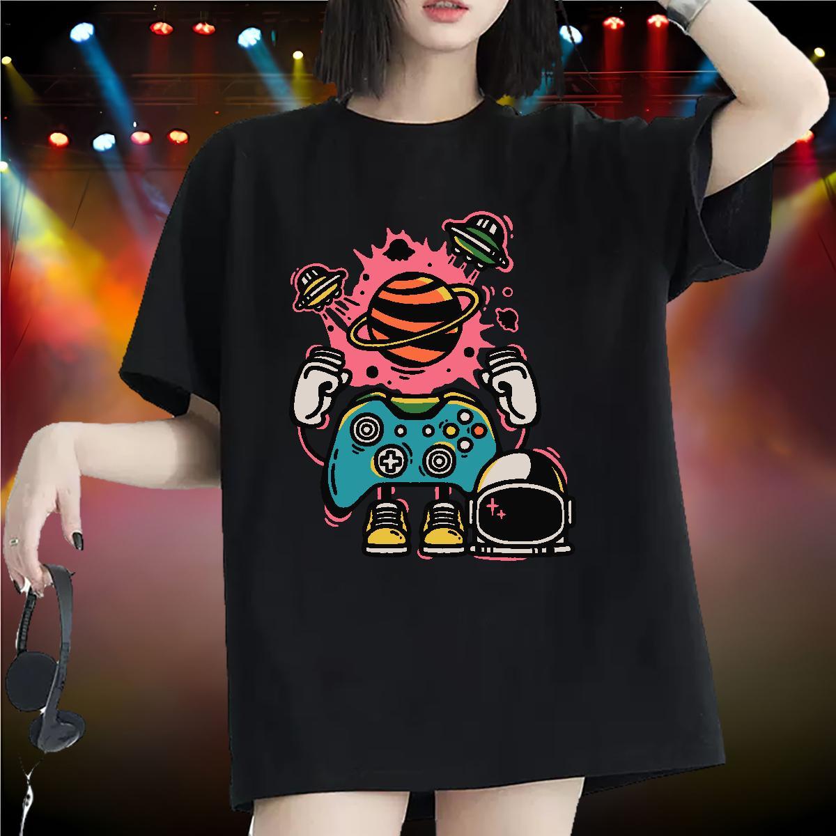 Designer Nice Couples T Shirts 230g Cotton space Sports Street Wear Women T Shirts Crew Neck DIY Anime Printed Tops