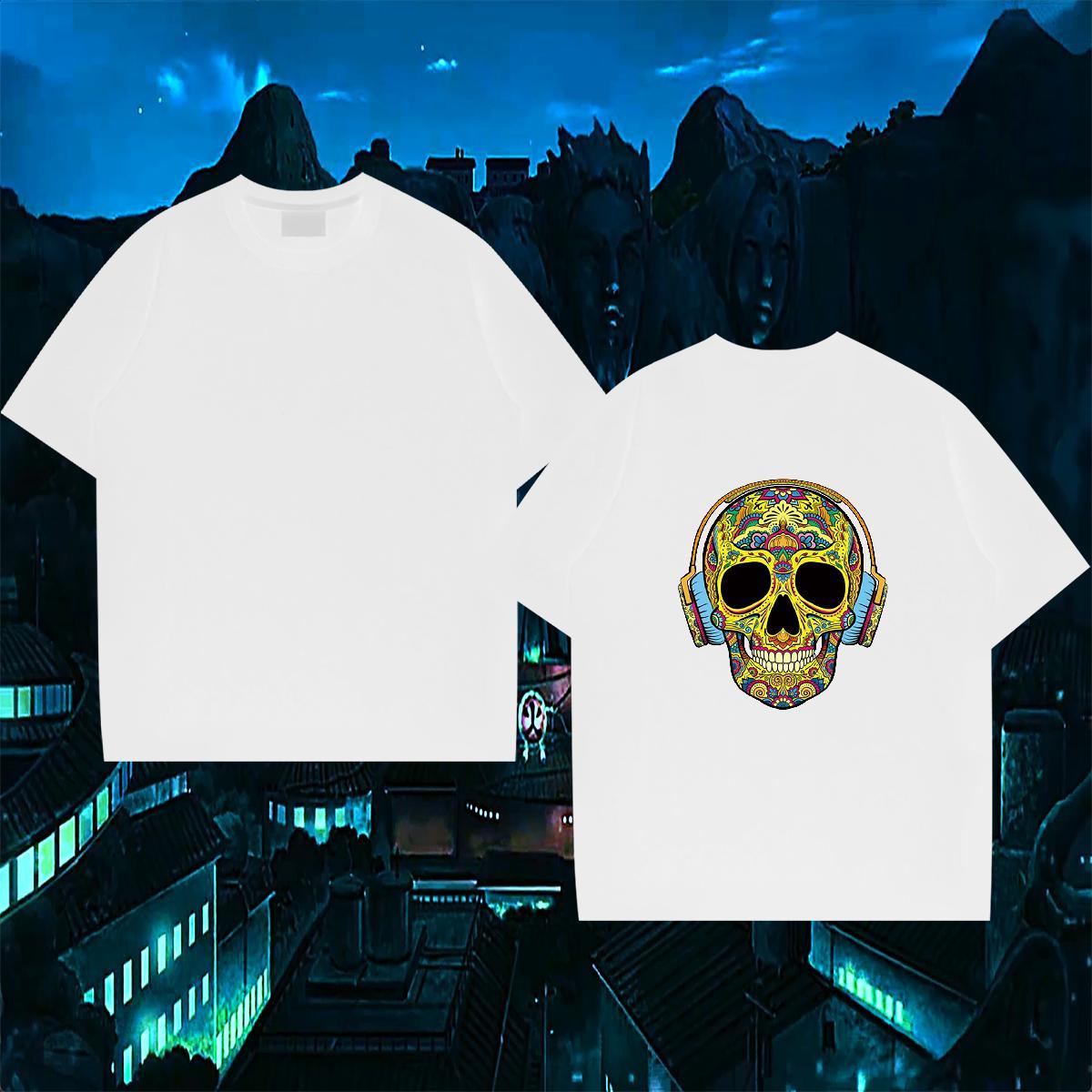 Brand Men T Shirts 100% Cotton 230g skull Outdoor Asian Size Short Sleeve Soft Couples T Shirts Fashion Designer Tops