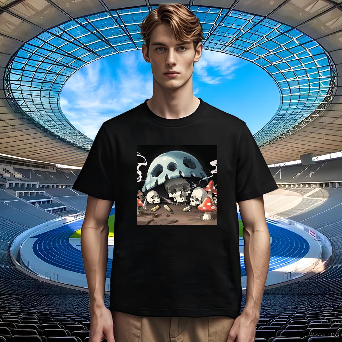 Free Shipping T Shirt For Man 100% Cotton 230g skull Casual Beach Customized Breathable Crew Neck Mens Tshirts Wholesale Polos