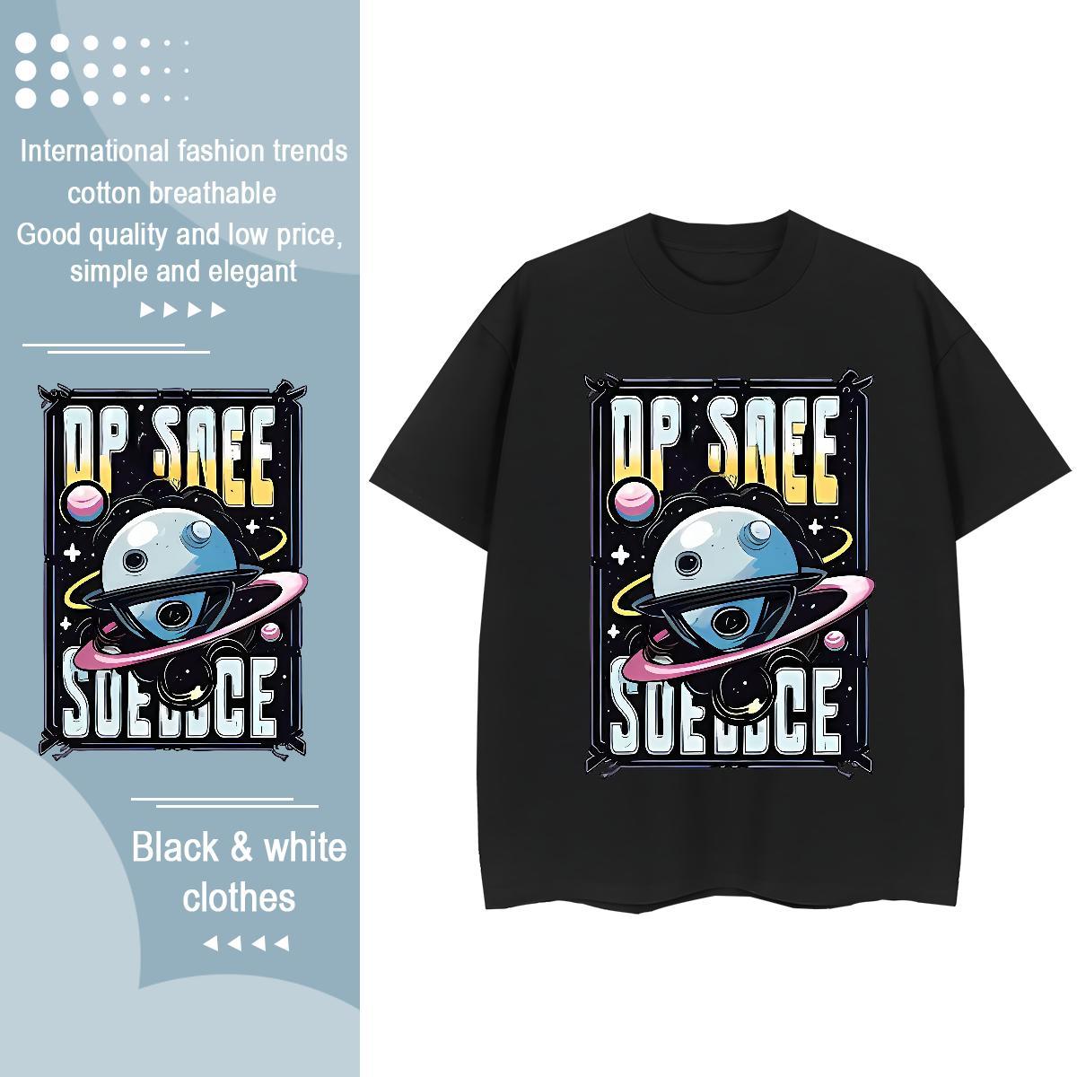 Unisex Women Tshirts 100% Cotton 230g universe Street Wear T Shirts Women O Neck Short Sleeves Cartoon Anime Top Tees