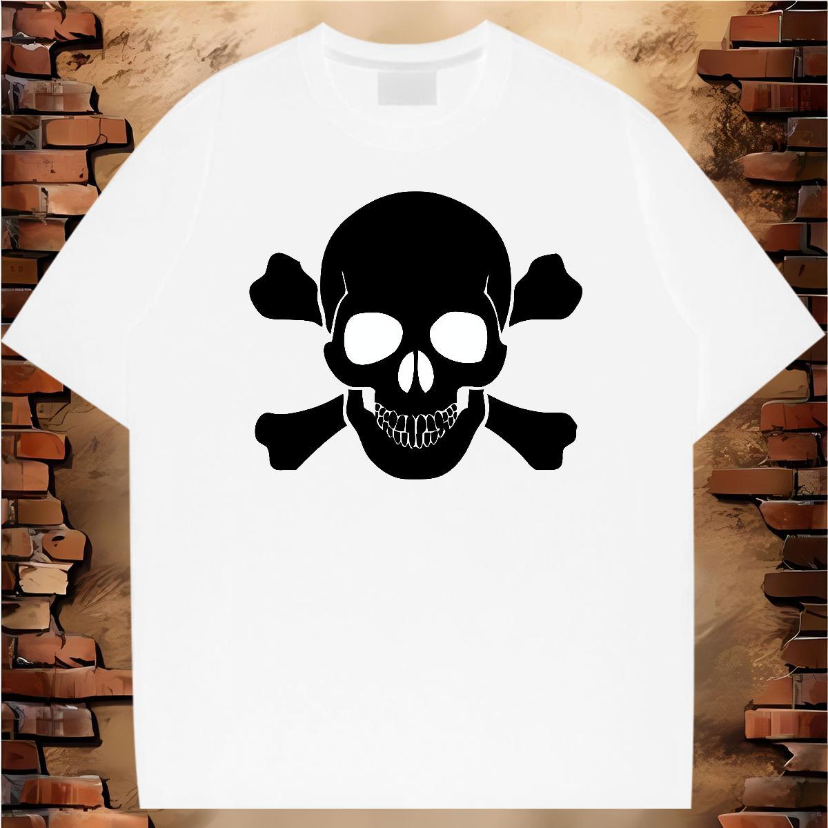 Loose Fit Man T Shirts 230g 100% Cotton skull High Street Hip Hop Custom Cartoon Round Neck Short Sleeve Tshirt for Man Woman Fashion Design Wear