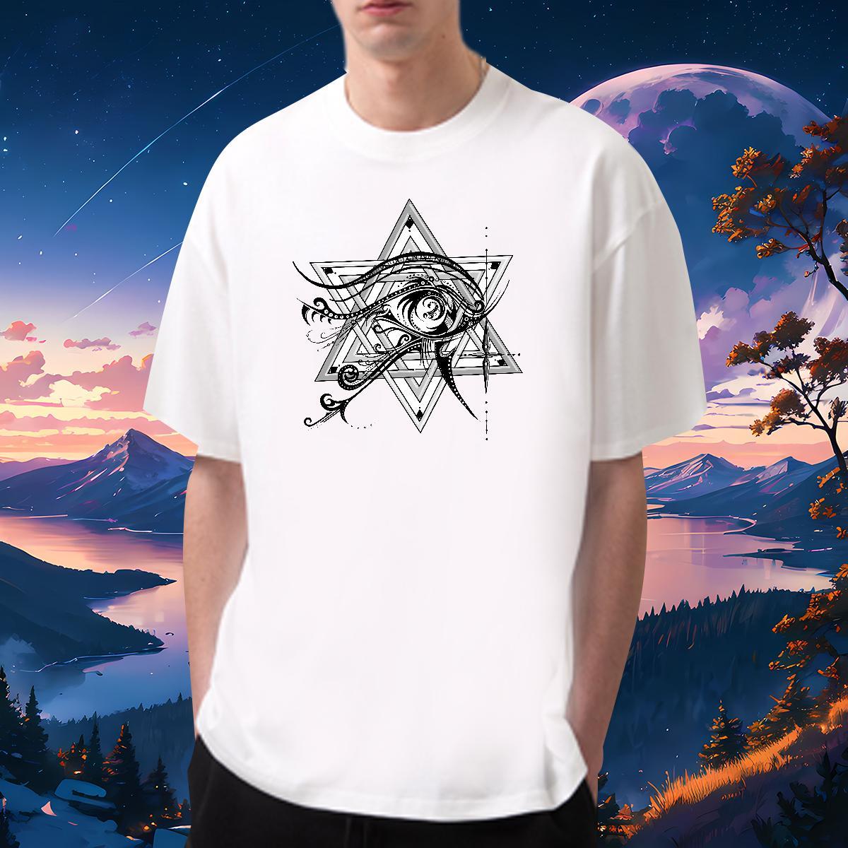 Cool T Shirts Men 230g Pure Cotton eye of the devil Spring Summer DIY Printed O-Neck Short Sleeve Tshirts Fashion Designer Clothings