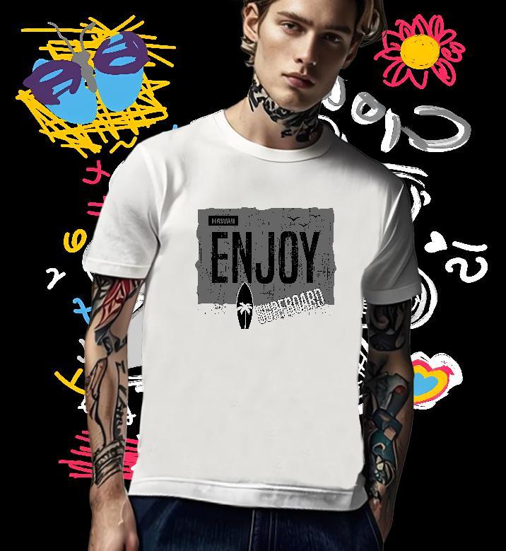 Free Shipping T-Shirts 230g 100% Cotton enjoy Casual Daily Wear Custom Cartoon O-Neck Short Sleeve Tshirt for Man Woman DIY Customized Clothings