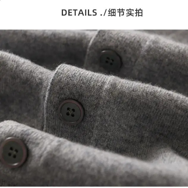 Cashmere cotton blend mens cardigan autumnwinter Vneck single chest business casual knitted 240824