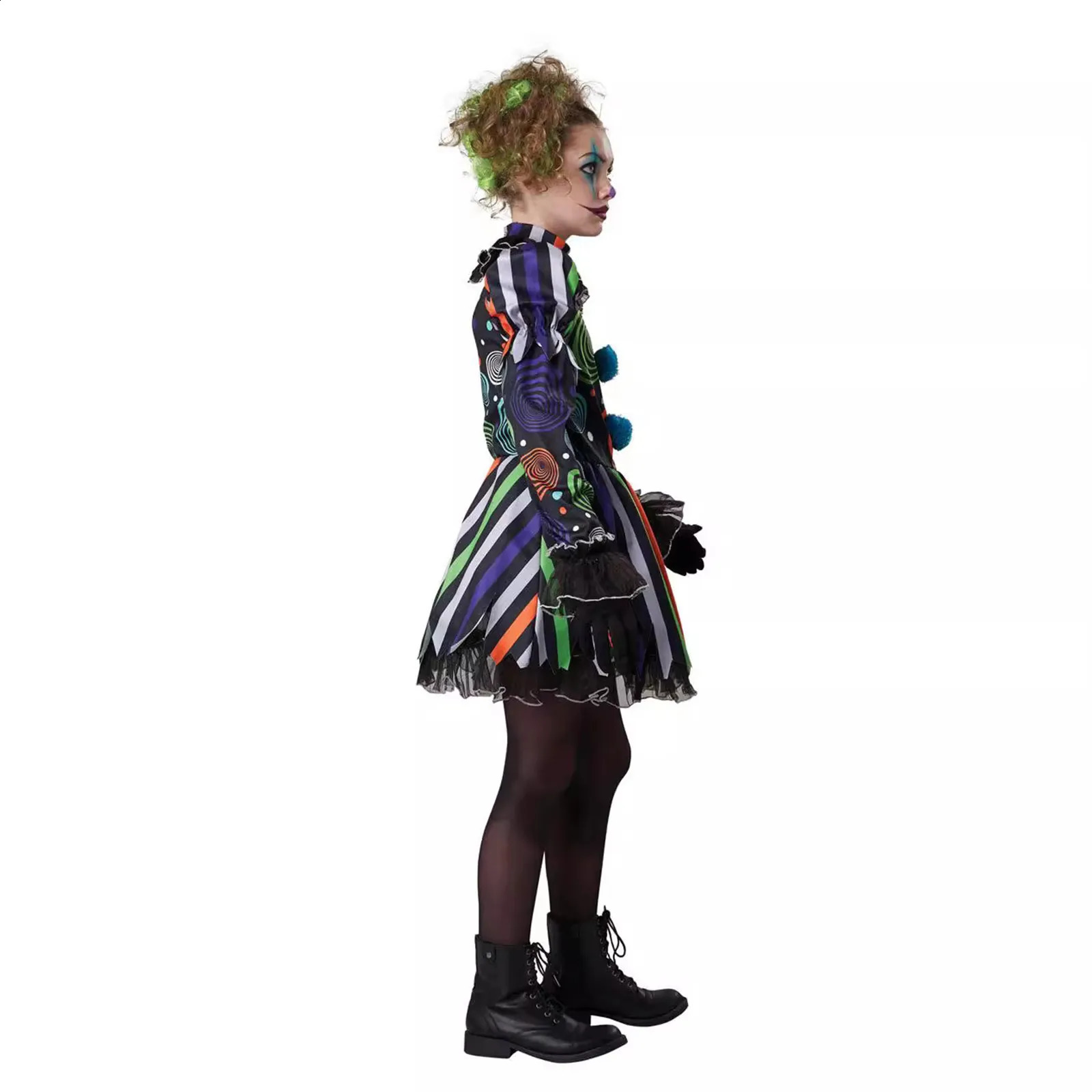 Adult and child roleplaying costumes clown dresses fancy uniforms stockings gloves accessories girls Halloween party 240823