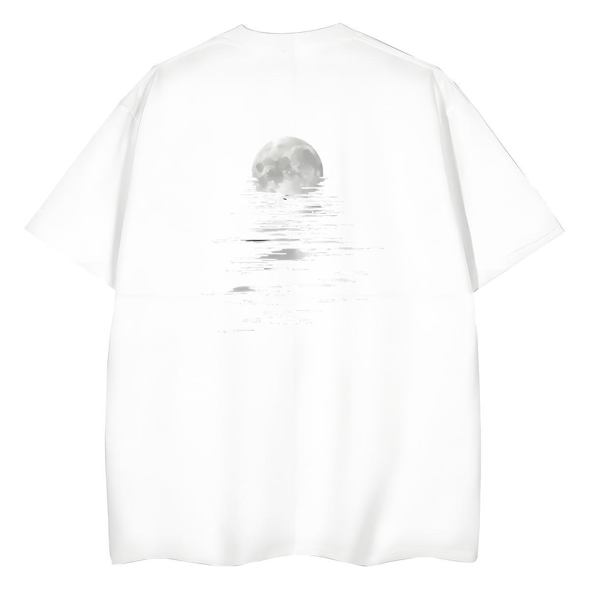Popular Men T Shirts 230g Pure Cotton moon Hip Hop Street DIY Anime O Neck Short Sleeves Tshirts Customized Polos